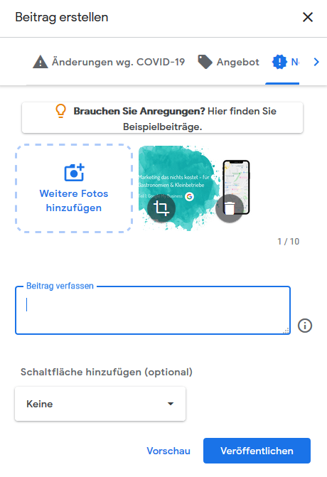 GMb einen Beitrag erstellen