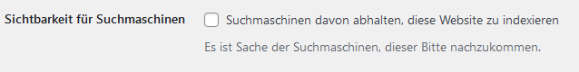 Wordpress Sichtbarkeit für Suchmaschinen