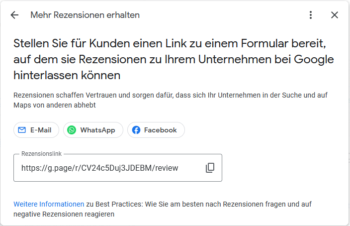 Google Business Profile: Um Rezensionen bitten