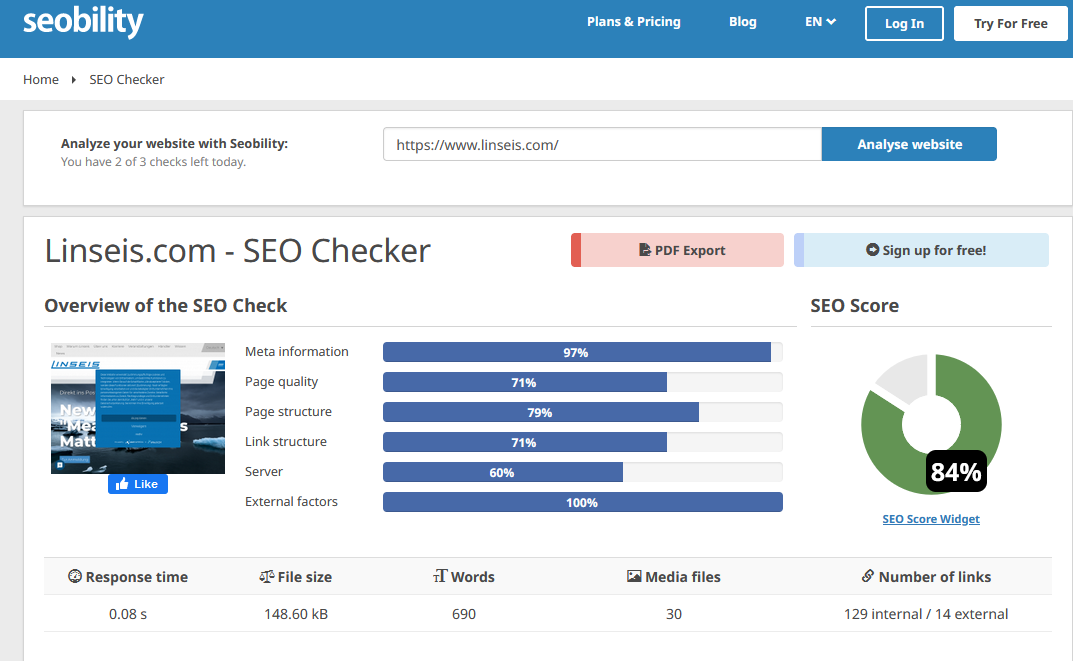 Seobility Onpage Check Seobility Onpage Check