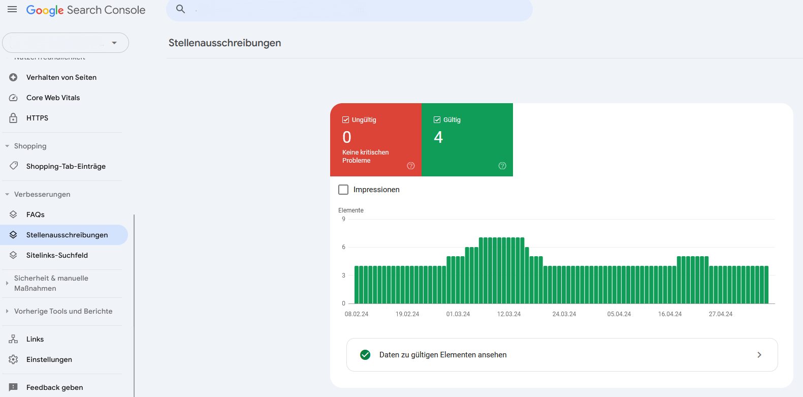 Google Search Console Stellenausschreibungen
