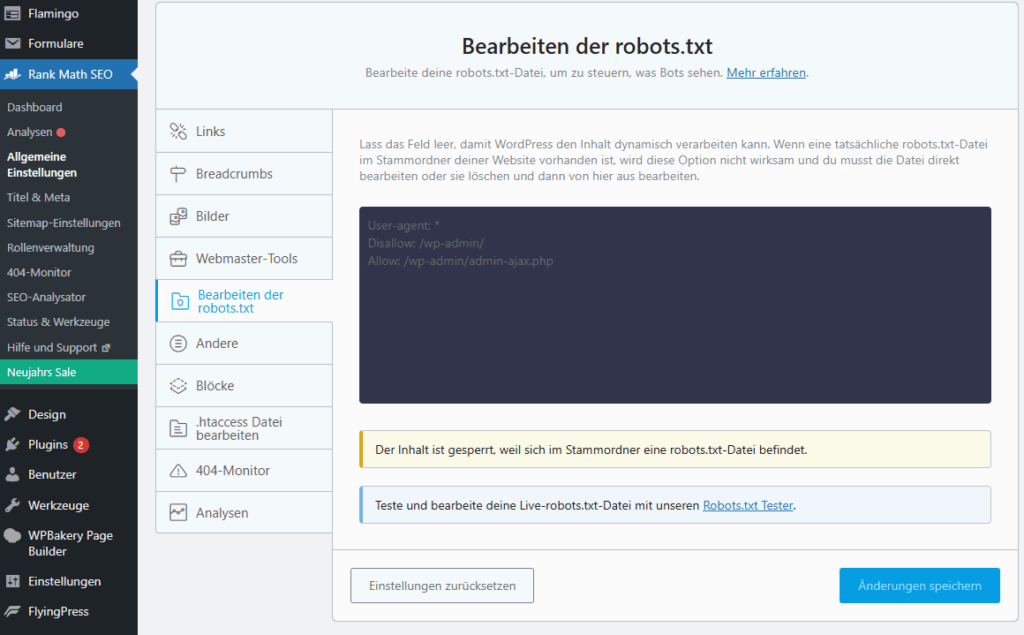 robots txt in WordPress RankMath