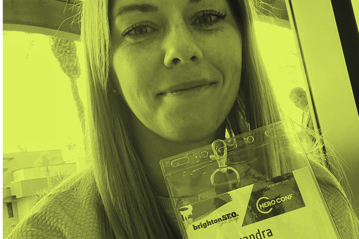Brighton SEO Recap titelbild Alexandra Herrmann auf der Brighton SEO in San Diego 2024