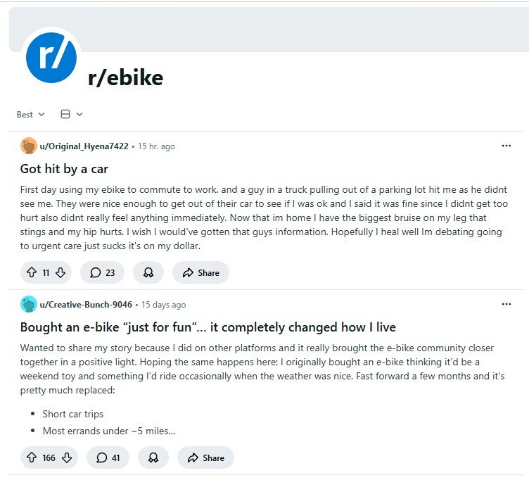 Reddit Gruppe ebike